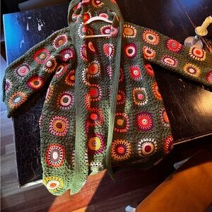 Handmade Granny Square Afghan Cardigan.